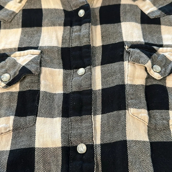 WRANGLER 100% Cotton Black and Tan Flannel Shirt with pearl snaps Size Large - Picture 5 of 7